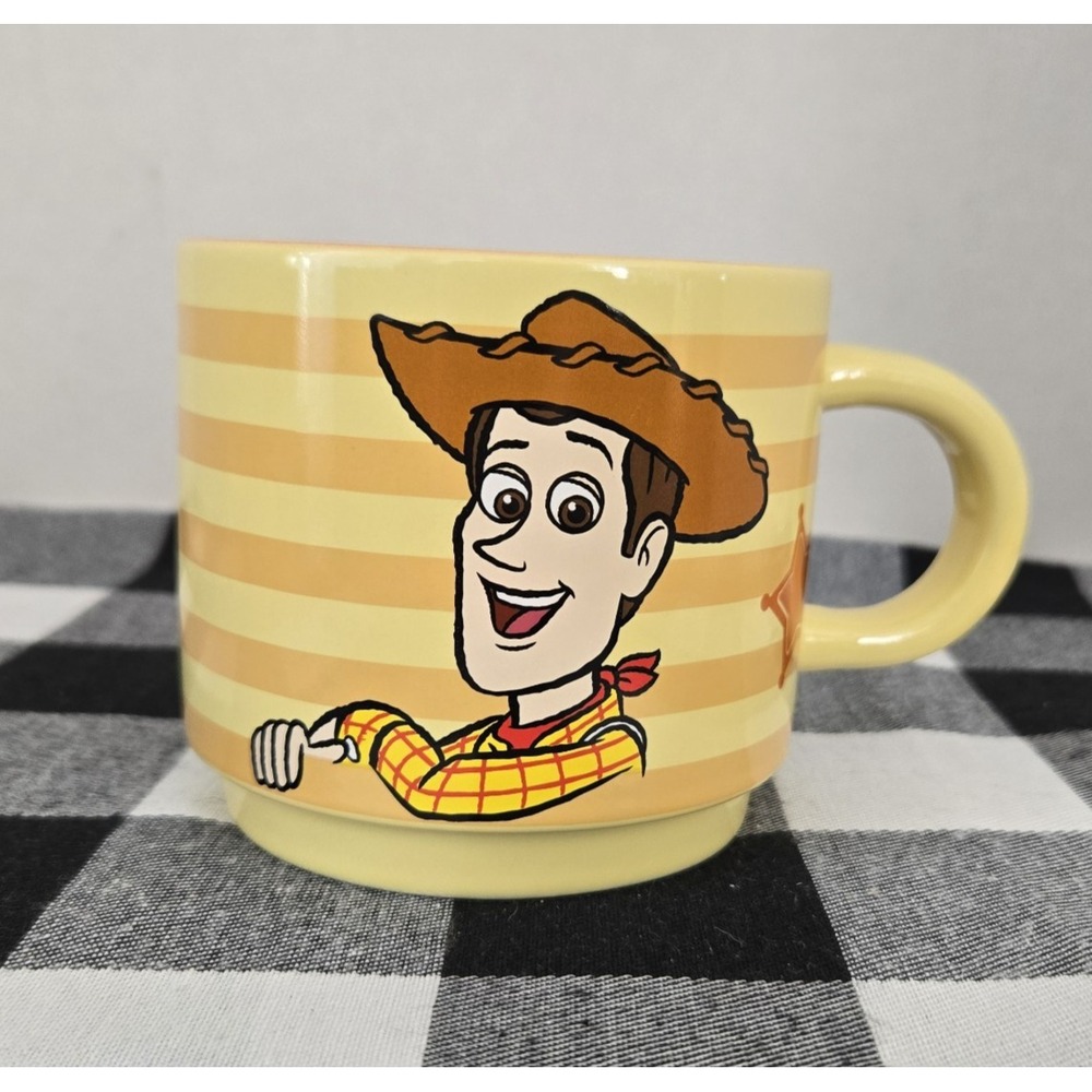 ZAK! Disney Pixar Toy Story Woody Mug Orange Yellow Stripe Dishwasher Safe 15 oz